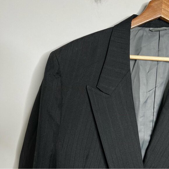 Oleg Cassini Mens Size 46L Black Double Breasted Blazer Sport Coat Suit Jacket - Picture 4 of 10